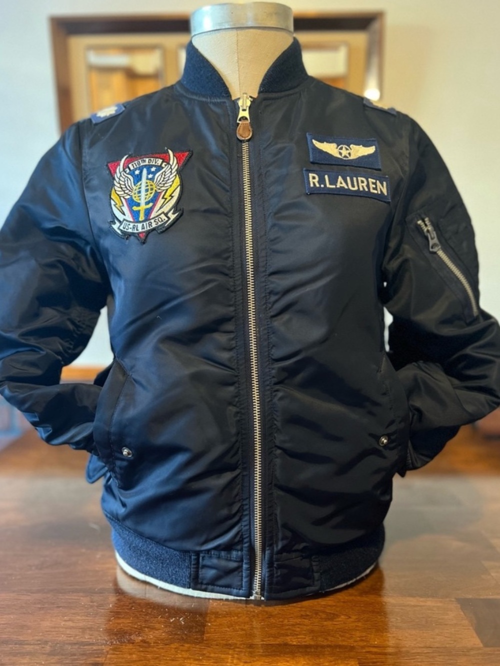 POLO Ralph Lauren Kids Navy Blue/Orange Reversible Military Bomber Flight Jacket